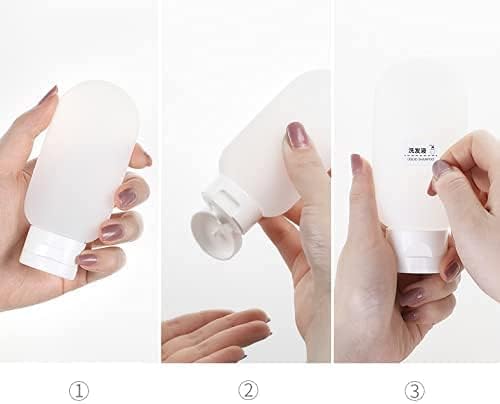 Travel Bottle, 3 Pcs Leak Proof Refillable Squeezable Containers Set(60 ml) with Label and Transparent Carry Bag for Liquid Shampoos, Soap and Toiletries. (Multicolor)