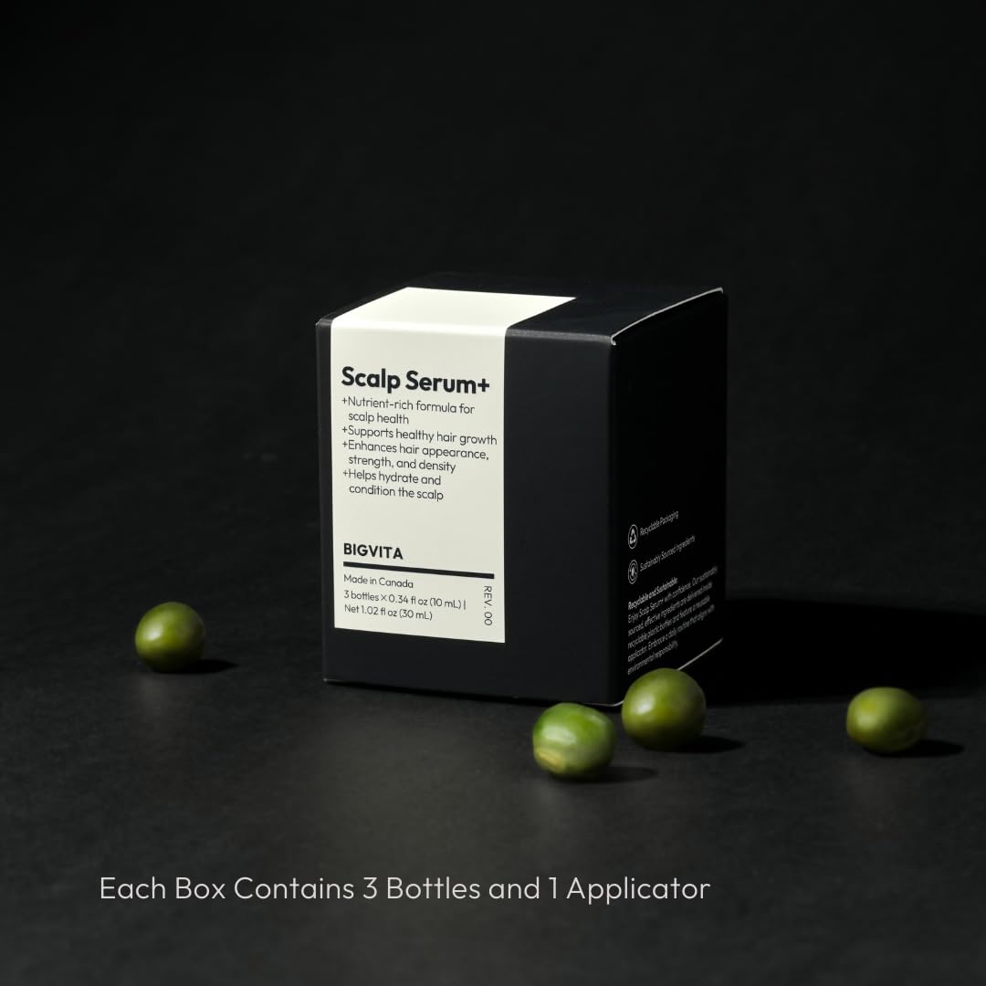 BIGVITA Scalp Serum + | Scalp Massager Applicator for Thicker, Fuller Hair | Hair Growth, Dry Scalp Relief | Biotin, AnaGain™, Centella & Natural Leaf Extracts | Soothes Itchy, Flaky Scalp