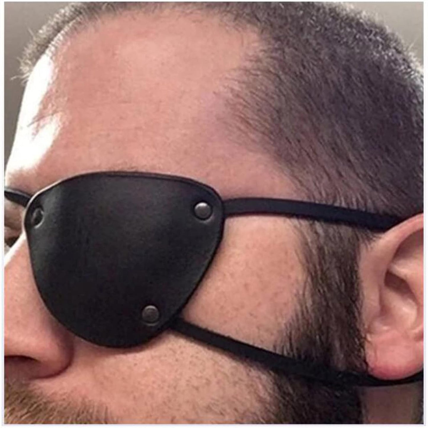 Retro Single Eye Patch - Black Eye Patches - PU Leather Pirate Eye Patch Cover - Adjustable Medieval Steampunk Blindfold for Adults Role Play Costume Accessories, (Right)