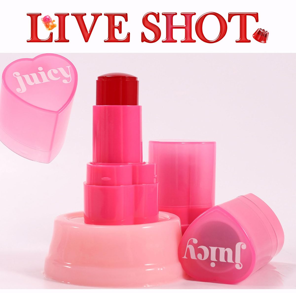 Cooling Water Jelly Tint Stick,Multi-Use Juicy Love Blush, 3-In-1cheek Blush & Eyeshadow & Lip Tinted Long-Lasting Moisture Stick,Bouncy Jelly Texture,Creates A Moist Watercolor Effect (#09, 0.32oz)