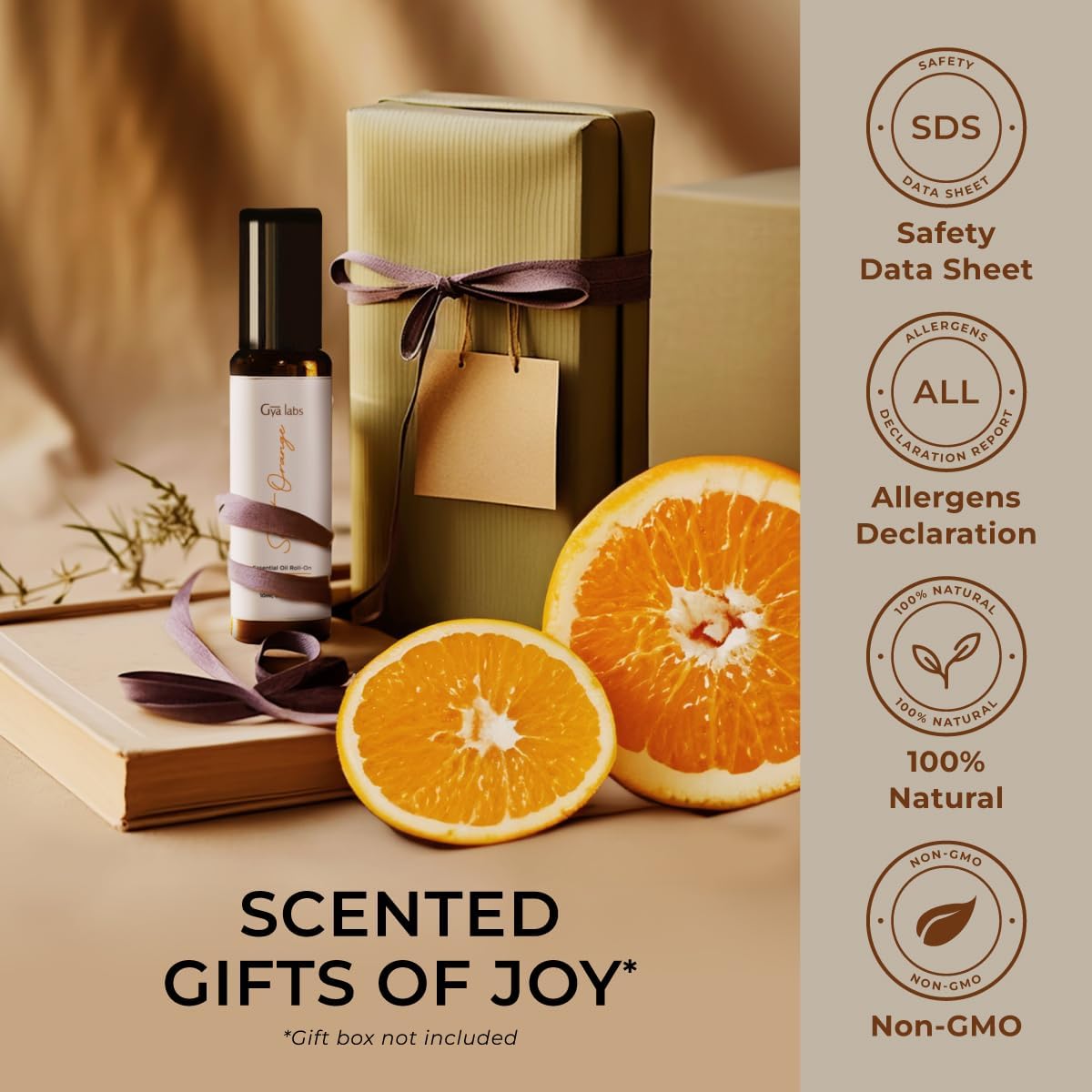 Gya Labs Sweet Orange Essential Oil Roll On For Instant Revitalization & Joyful Well-Being - 100% Pure Natural Uplifting Citrus Leak-Proof Travel Size Roller, Pre-Diluted With Carrier Oil - 0.34 fl oz