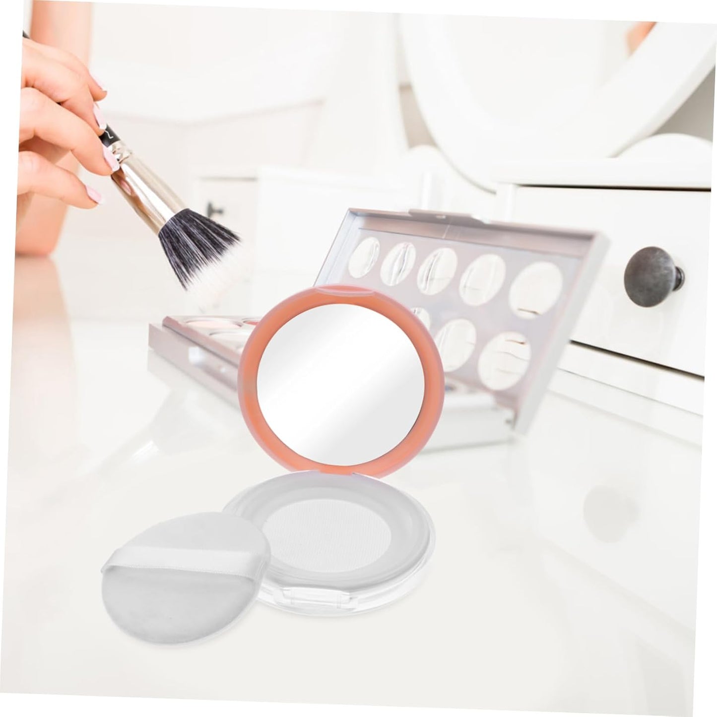 Compact Case Makeup 2pcs Empty Cushion Compact Body Container with Elastic Mesh