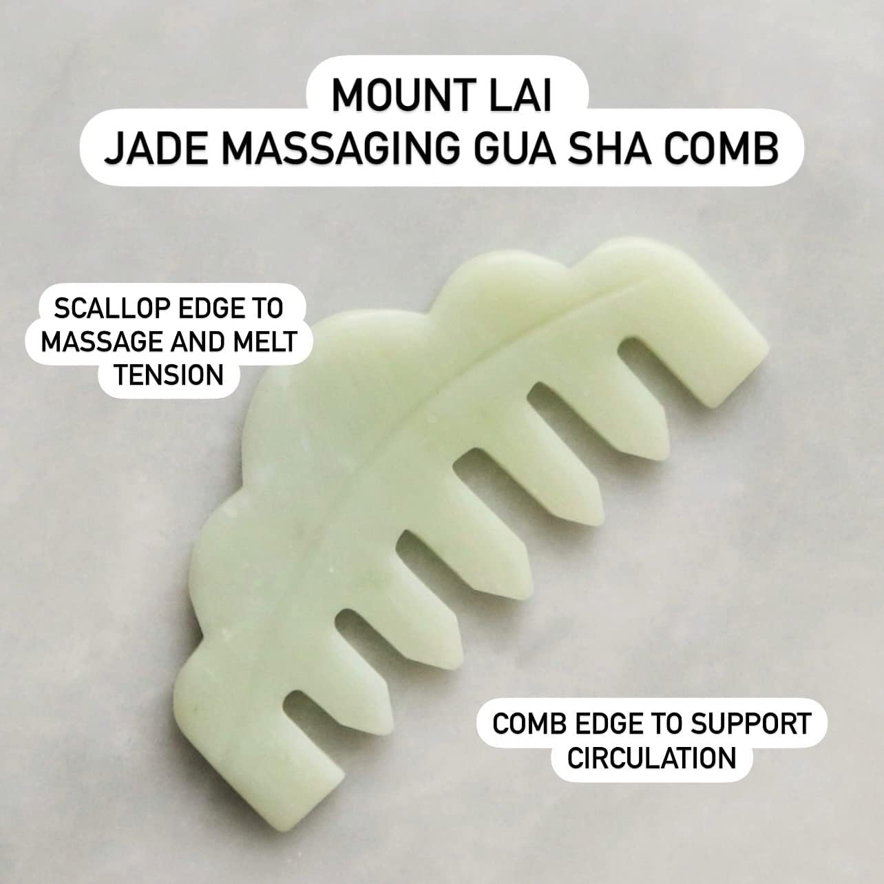 Mount Lai Hand-Carved Natural Jade Gua Sha Scalp Comb – Scalp Massager & Scraping Guasha Tool for Relaxation, Blood Circulation & Cooling