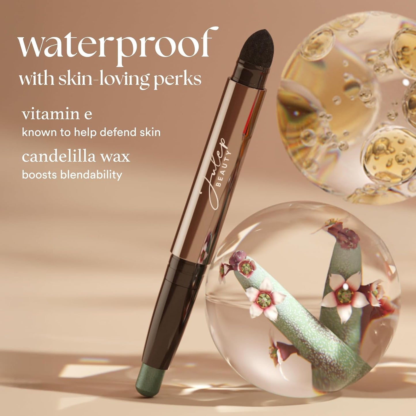 Julep Eyeshadow 101 Cream-to-Powder Waterproof Shadow Stick – Red Wine Shimmer – Long-Lasting, Crease-Proof, Warm Red Shimmer Cream Eyeshadow with Built-in Smudger