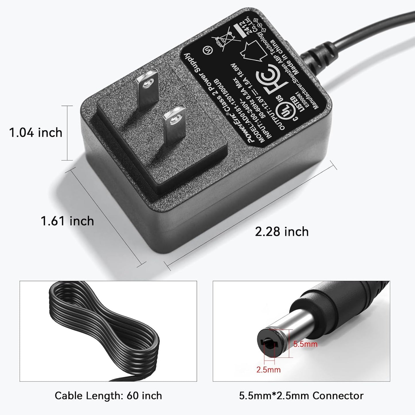 Makartt Original Power Charger Adapter for Nouvella Nail Drill, 12V 1.5A AC-DC Battery Supply for 35000RPM Rechargeable Electric File Manicure Tech Art Salon Home DIY Use