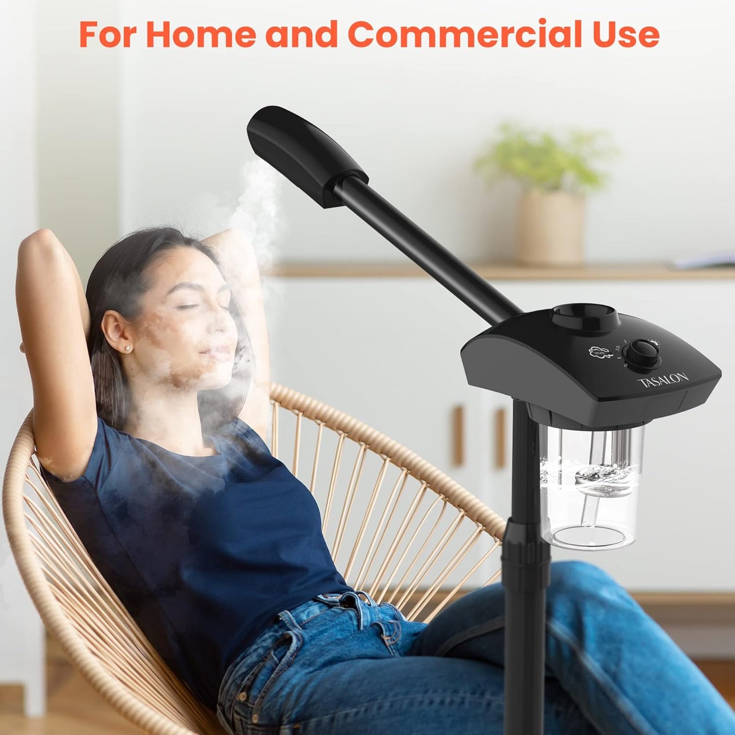 TASALON Ionic Facial Steamer, Professional Face Steamer for Facial, Esthetician Steamer for Face Spa and Salon Beauty, Hot Ionic Mist Face Steamer for Facial Deep Cleaning Skin Care Equipment- Black