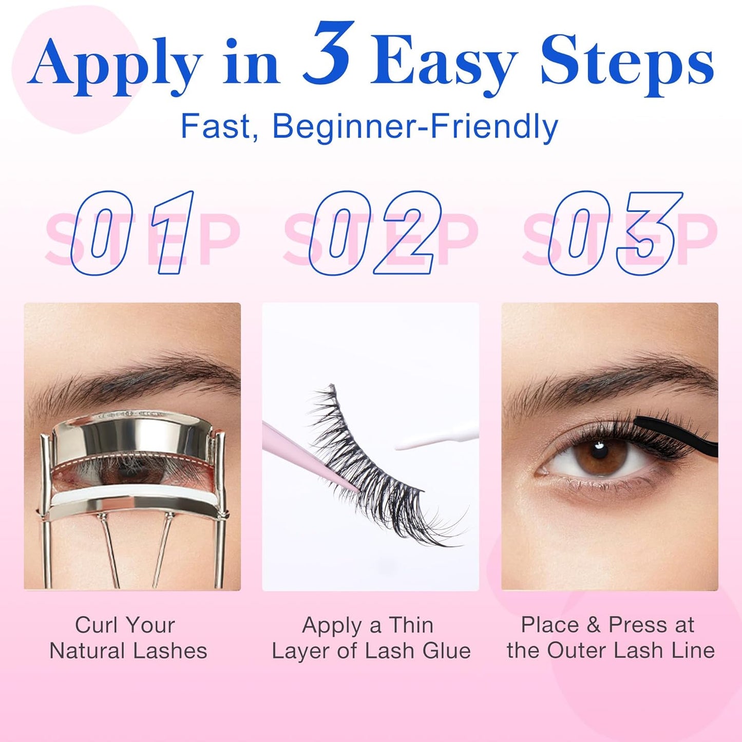 Bepholan Half False Eyelashes Natural Look 3D Cat Eye Lashes 7 Pair Thin Soft Clear Band Cat Eye Lashes Fluffy Faux Mink Eyelashes Easy to Apply(BH306)