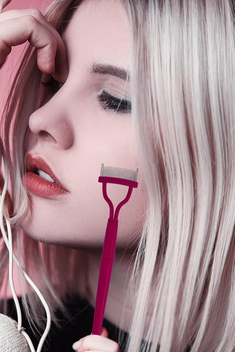 Eyelash Curler and Eyelash Separator Tool, IMMER LIEBEN Eye Lashes Curler with Rubber Replacement Pads Easy to Use for Most Eye Shape 8-Second Long-Lasting Curl Pink