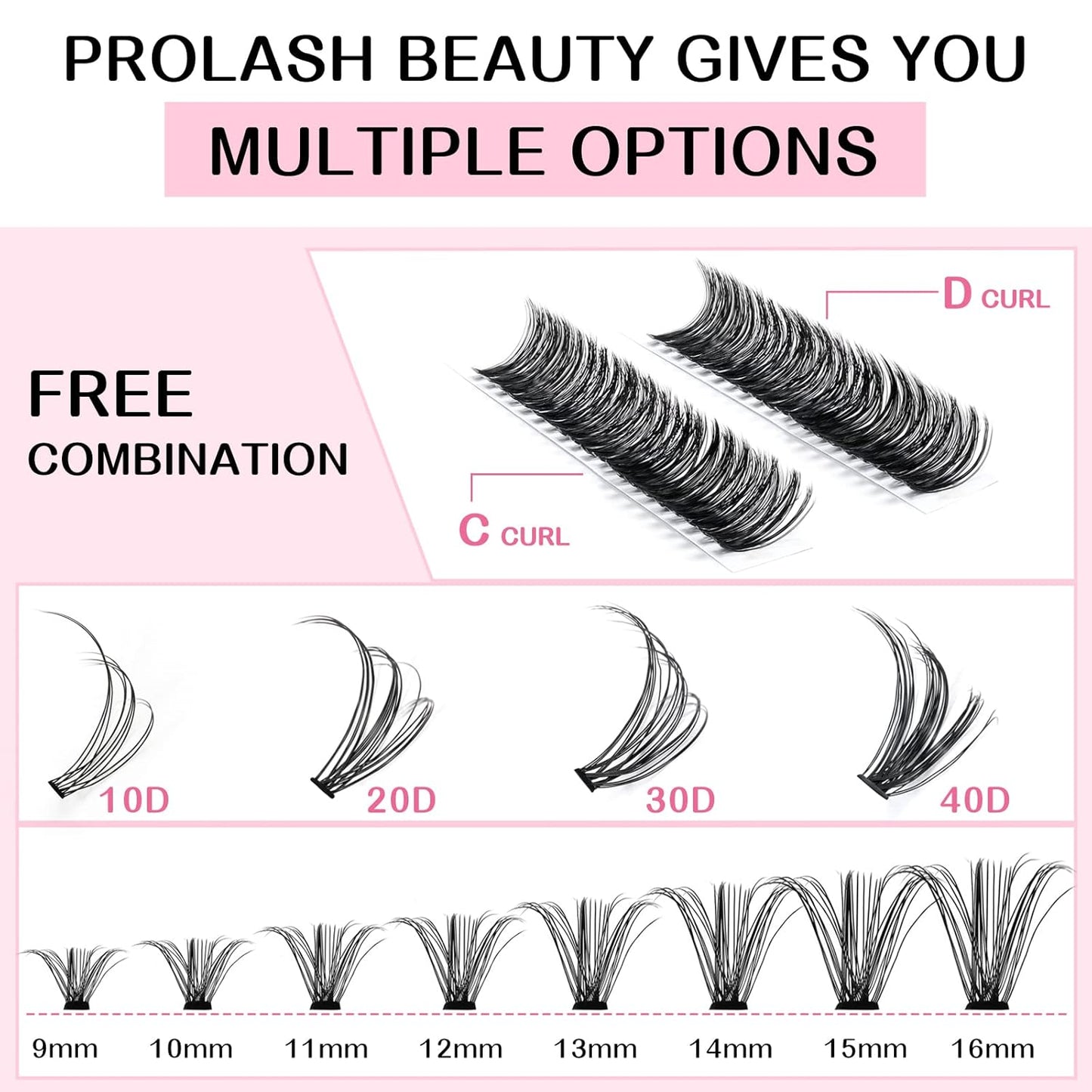 280 Pcs Individual Lashes 30D+40D Mixed Lash Clusters 14 Rows Cluster Lashes that Look Like Eyelash Extensions DIY Lash Extension Self Application At Home (30+40-C-16)
