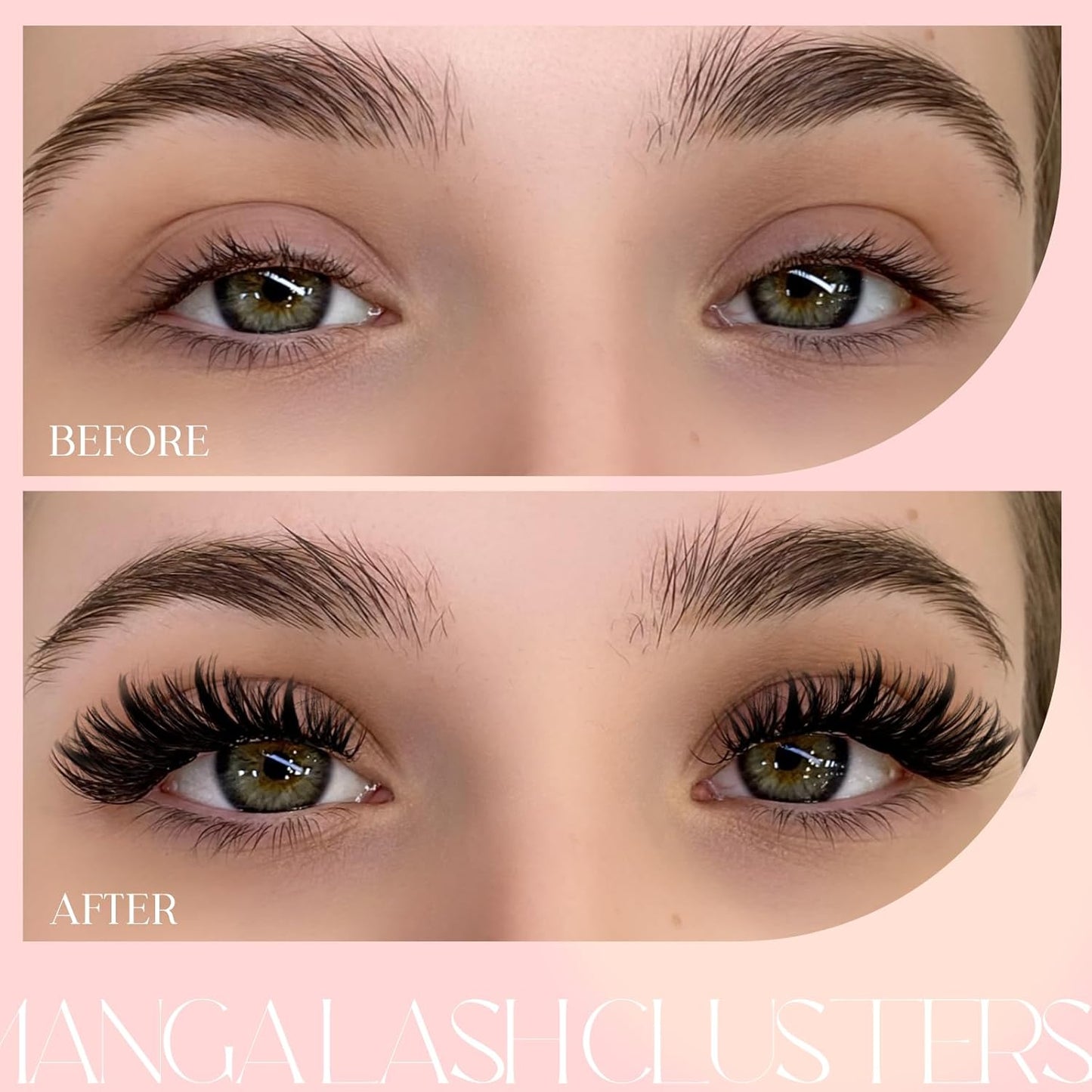 Lash Clusters 80D+100D Eyelash Clusters 10-18mm Spikes 14-20mm Thick Volum Manga Lashes with D Curl DIY Fairy Lash Clusters with Spikes by FADLASH