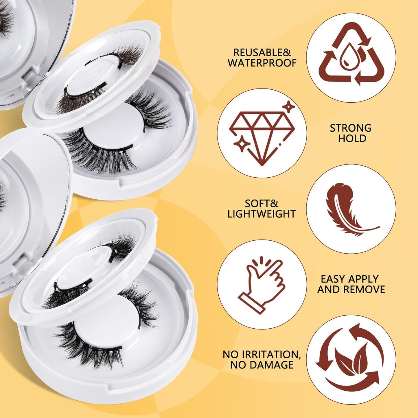 QUEWEL 4 Pairs Magnetic Eyelashes Natural Look, Reusable Magnetic Eyelashes with Applicator, No Glue Needed Lash Clusters Kit, Easy to Wear and Remove(4 Pairs-A02)