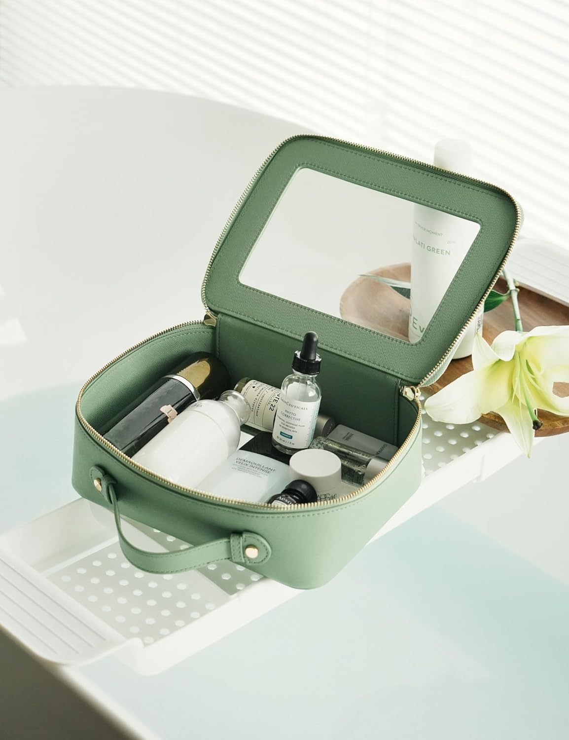 Popvibe Clear Makeup Bag Travel Cosmetic Case Transparent Toiletry Bag with Zipper, Portable Make Up Organizer Traveling Compact Car Bag for Essentials