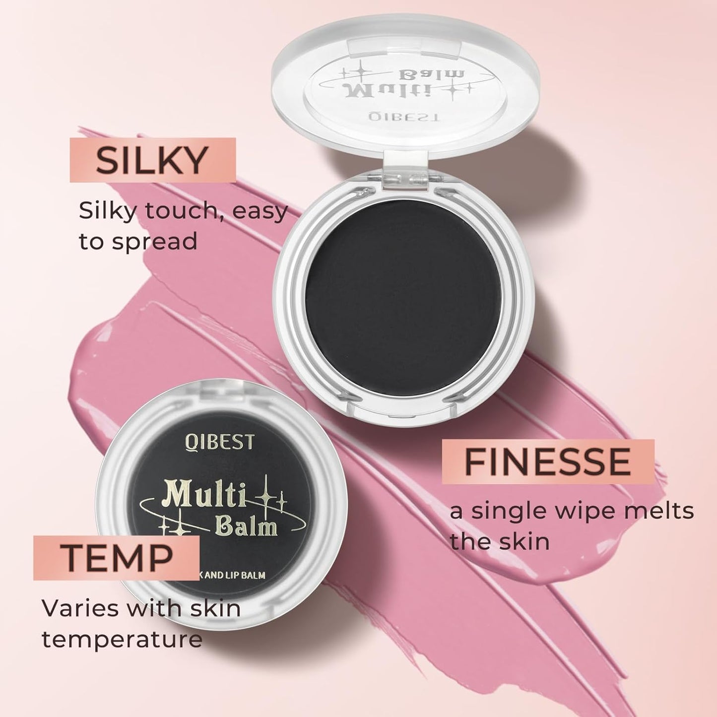 Jolilab Blush Makeup Color Changing Blush Palette Cream Blush Powder Palette Long-Lasting Hydrating Pigment High Impact Buildable Color Smooth Finish for Eyes, Lips & Cheeks(2, pink, 1)