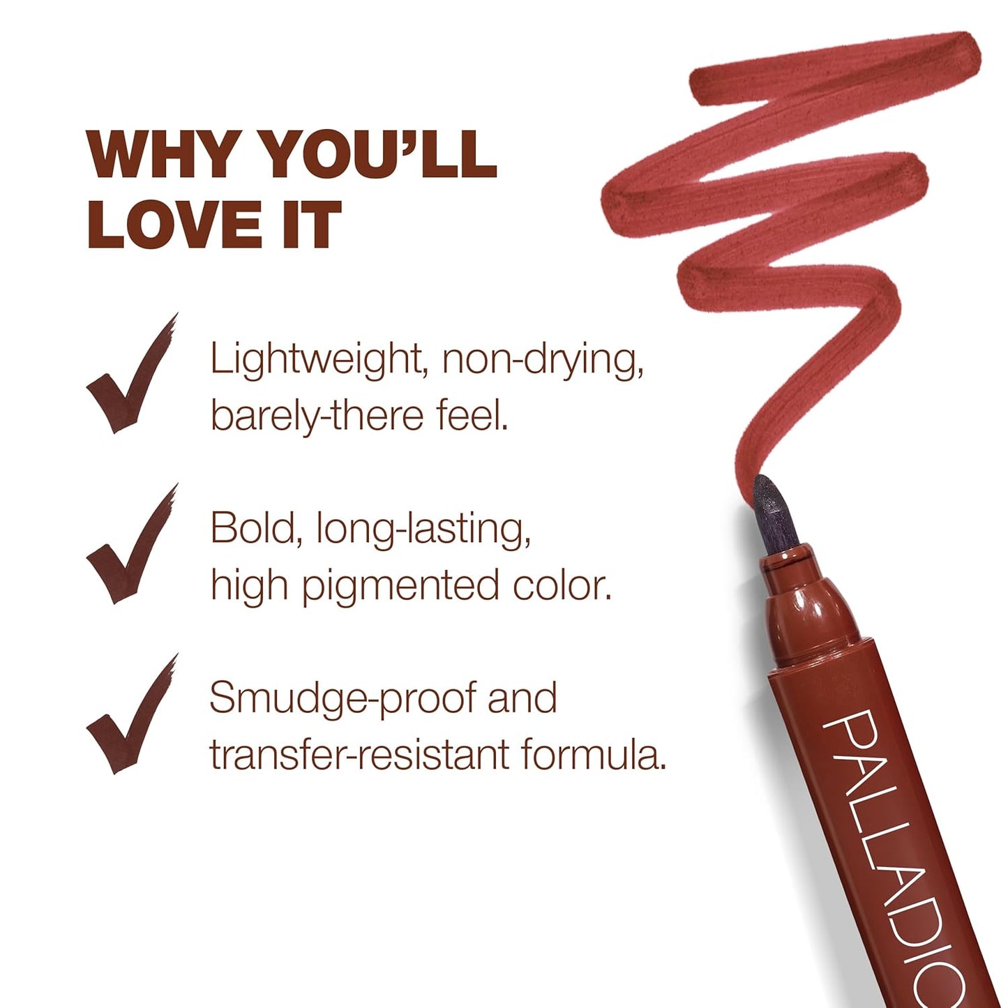 Palladio Lip Stain, Hydrating and Waterproof Formula, Matte Color Look, Longlasting All Day Wear Lip Color, Smudge Proof Natural Finish, Precise Chisel Tip Marker, Nude