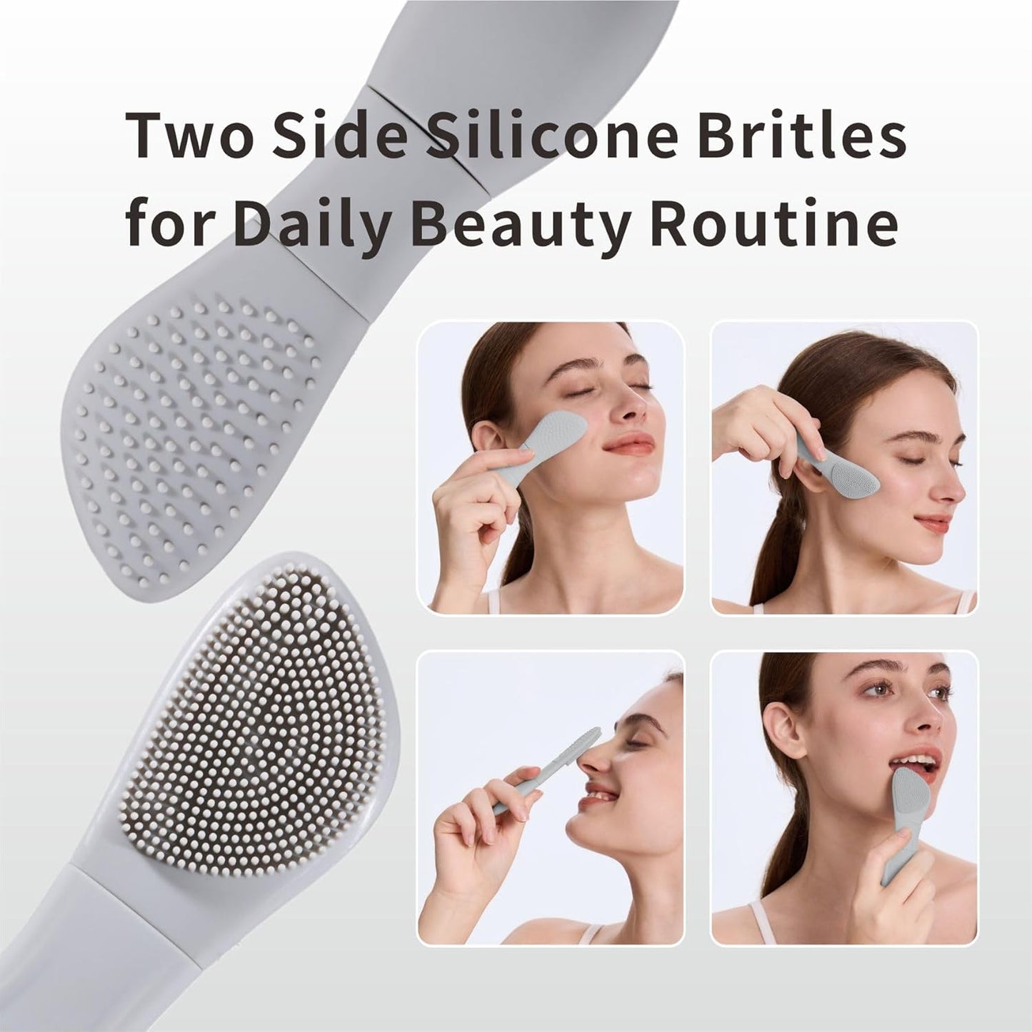 Silicone Face Scrubber Skin Spatula —2 in1 Pore Cleansing Brush Black Head Remover for Face Nose, Blackhead Remover Scraper Pore Extractor Tool for Men Women Skin Care (Light Gray)