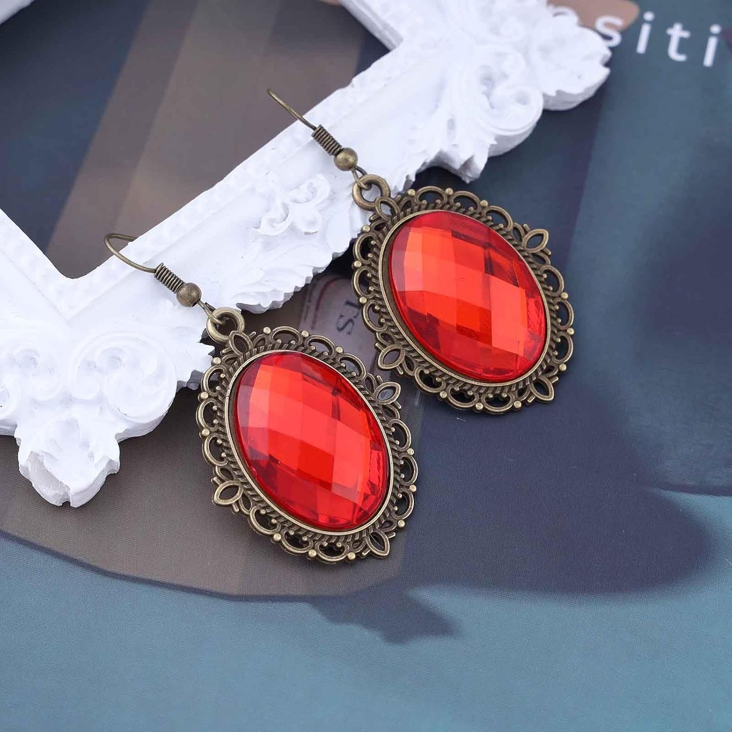 Vintage Black Crystal Drop Earrings Oval Onyx Dangle Earrings Large Onyx Stud Earrings Black Gem Hook Earrings Jewelry for Women and Girls