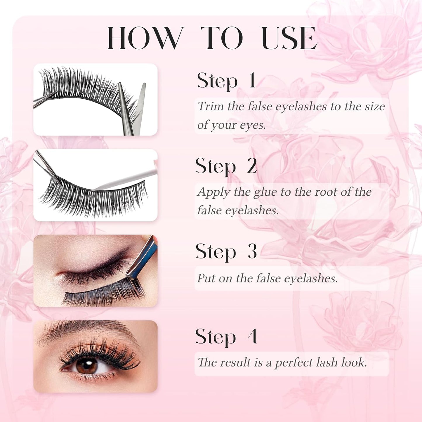 False Eyelashes Natural Look Cat Eye Lashes Wear Comfortable Black Fake Lashes with Thin Band, Pack 10 Pairs, BY004 FADLASH