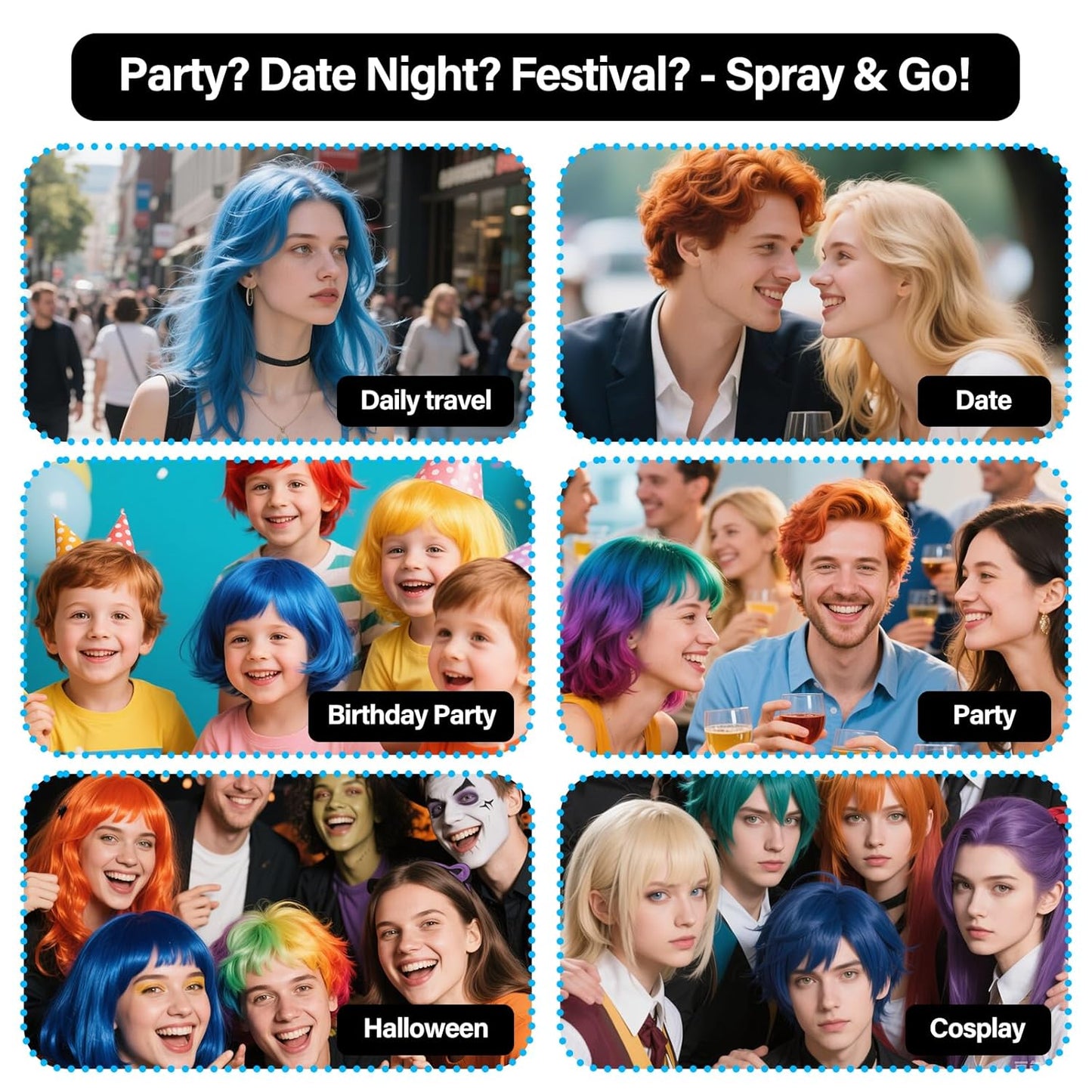 Temporary Hair Color Spray For Kids Women Men, Washable Hair Dye Spray One-Day Hair Color Wax For Cosplay Party DIY, Christmas Party, Halloween Crazy Hair Day (Green, 4.06 oz)