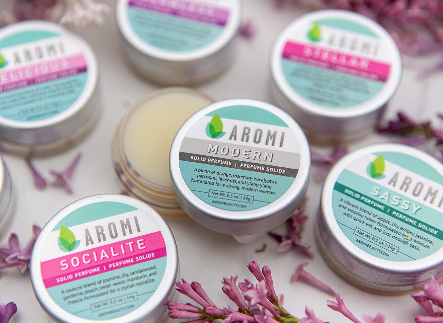 Aromi Modern Solid Perfume | Earthy Fragrance, Rosemary, Eucalyptus, & Ylang Ylang Scent, Vegan, Cruelty-free, Travel, Wax, Women’s Gift, Handmade (Modern)