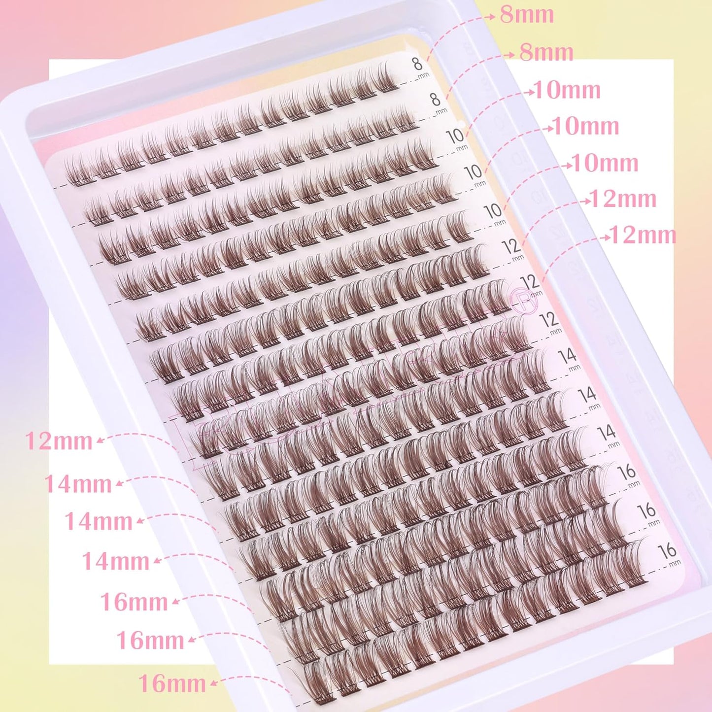 Brown Lash Clusters Wispy Natural Eyelash Clusters Eyelash Extensions 196pcs D-Curly DIY Individual Lashes Extensions