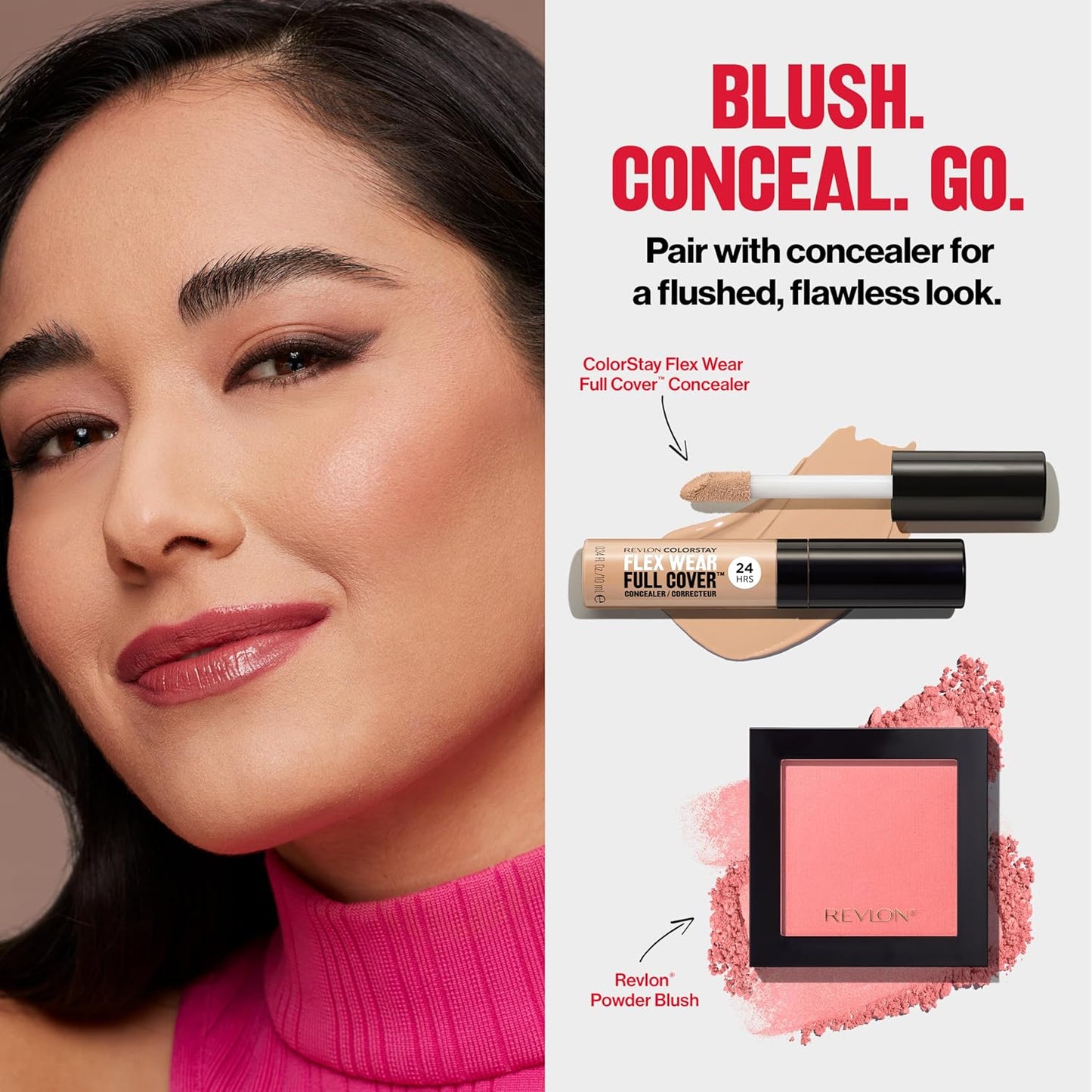 Revlon Blush, Powder Blush Face Makeup, High Impact Buildable Color, Lightweight & Smooth Finish, 006 Naughty Nude, 0.17 oz