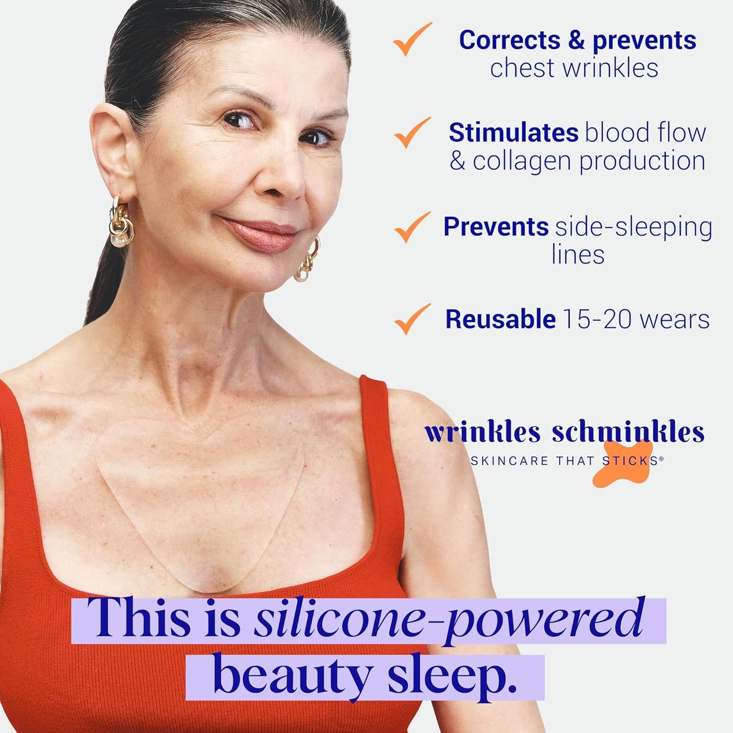 Wrinkles Schminkles Chest Wrinkle Patch & Cleanser Starter Pack - Set of Reusable Chest Silicone Wrinkle Patch + Patch Cleanser (2 oz) Maximise Uses - Smooth & Prevent Chest & Décolletage Wrinkles