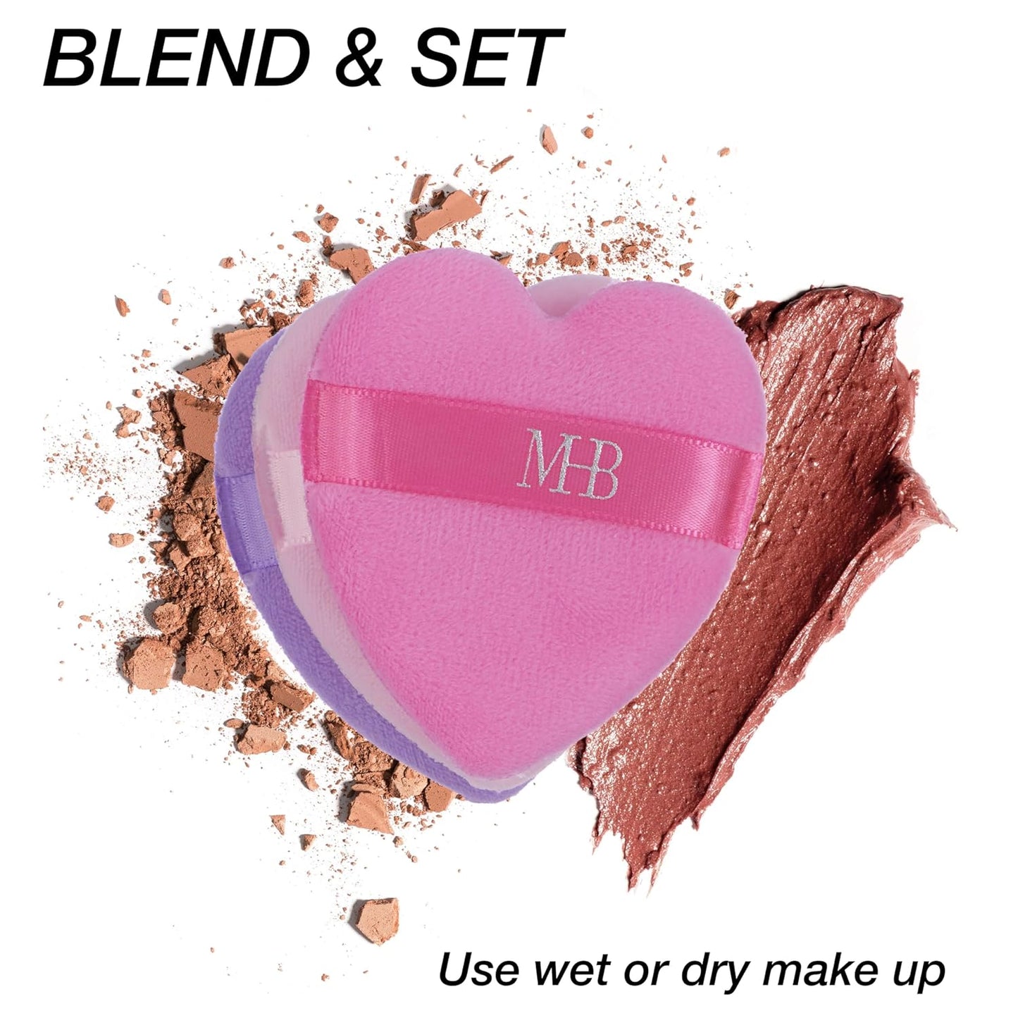 8pc Beauty Buffs Set - Heart Shaped Beauty Blenders Collection, Flawless Finish Makeup Sponges To Blend & Set - Cosmetic Beauty Puff Makeup Applicators Professional Beauty Tools