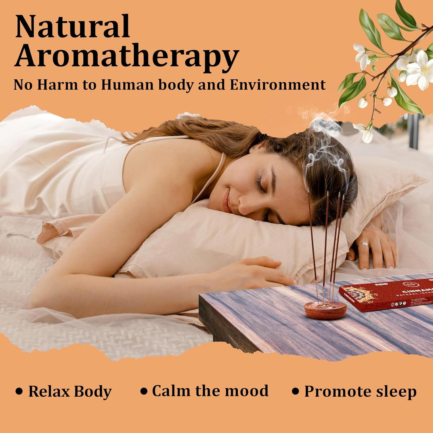 Raajsee Cinnamon Incense Sticks 100gm, Charcoal Free - !00% Natural - Organic Non-Toxic Insence Sticks, Inscents Made with Upcycled Flowers, Meditation Gifts – Spiritual Cleansing