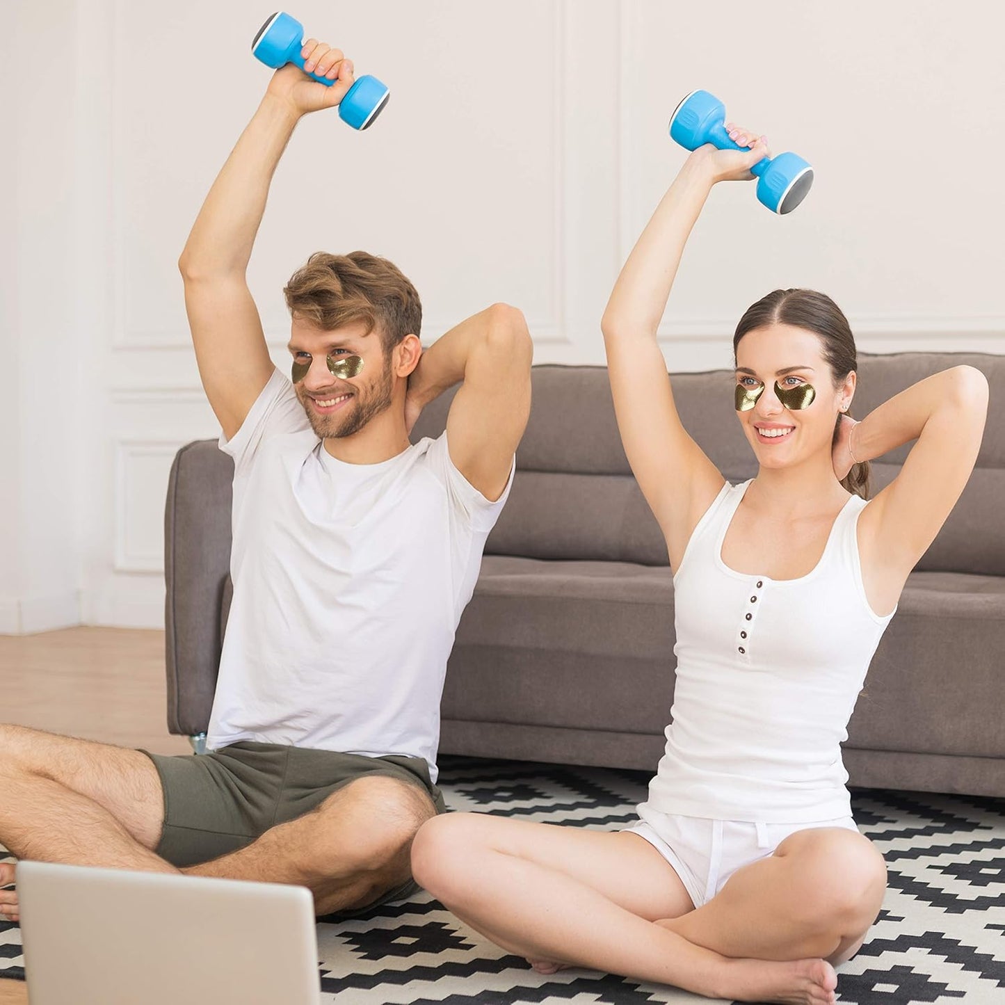 Korean 2pack Under Eye Patches 24K Gold Black Pearl Mask Anti-Aging Hyaluronic Acid Collagen Neck Forehead Laugh Line Pad Reducing Dark Circles & Wrinkles Treatment (120pcs, gold eye patches)