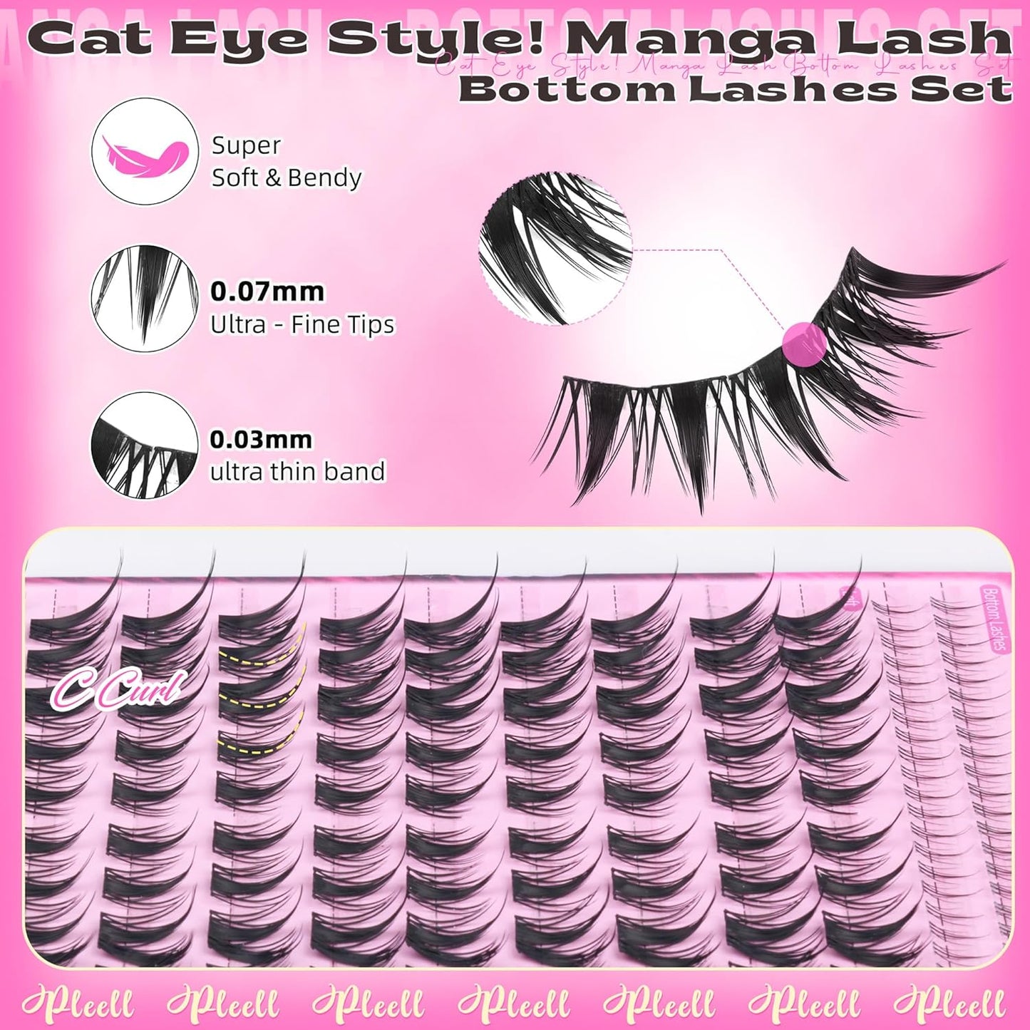 Fox Eye Lash Clusters Fairy Eyelash Clusters with Bottom Lashes Wispy Spiky Cluster Eyelash Extensions Natural C Curly Individual Lashes Manga Lash Extension Left+Right Cat Eye Lash Cluster by Pleell
