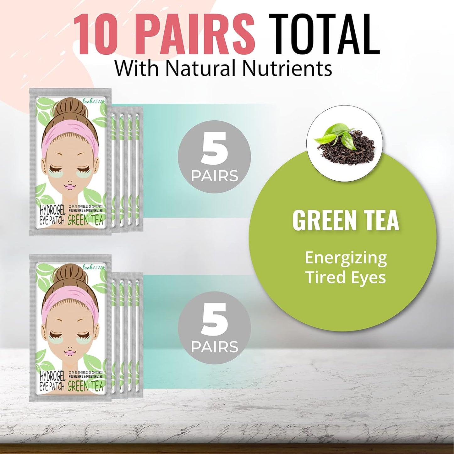 Look At Me Under Eye Patches (10 Pairs). Korean Skin Care Green Tea Hydrogel Eye Patch/Eye Pads. Dark Circle Remover and Collagen Eye Mask for Puffy Eyes. Gel Under Eye Brightener/Eye Depuffer