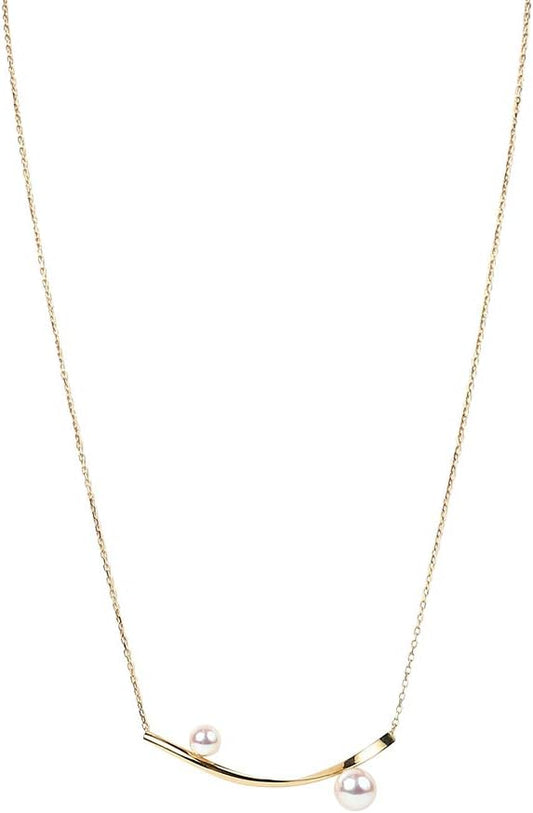 Japanese 4.5-6.0mm Akoya Cultured Pearl Pendant Necklace for Women with 18K Yellow Gold | Stylish Design Excellent Gift | Pearl Necklace
