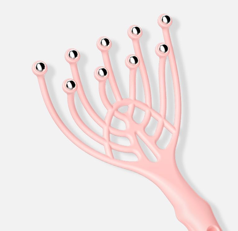 Head Massager Scalp Neck Comb – 1PC Handheld Relaxation Tool with 5 Fingers, 9 Claws & Steel Balls for Stress Relief & Hair Care
