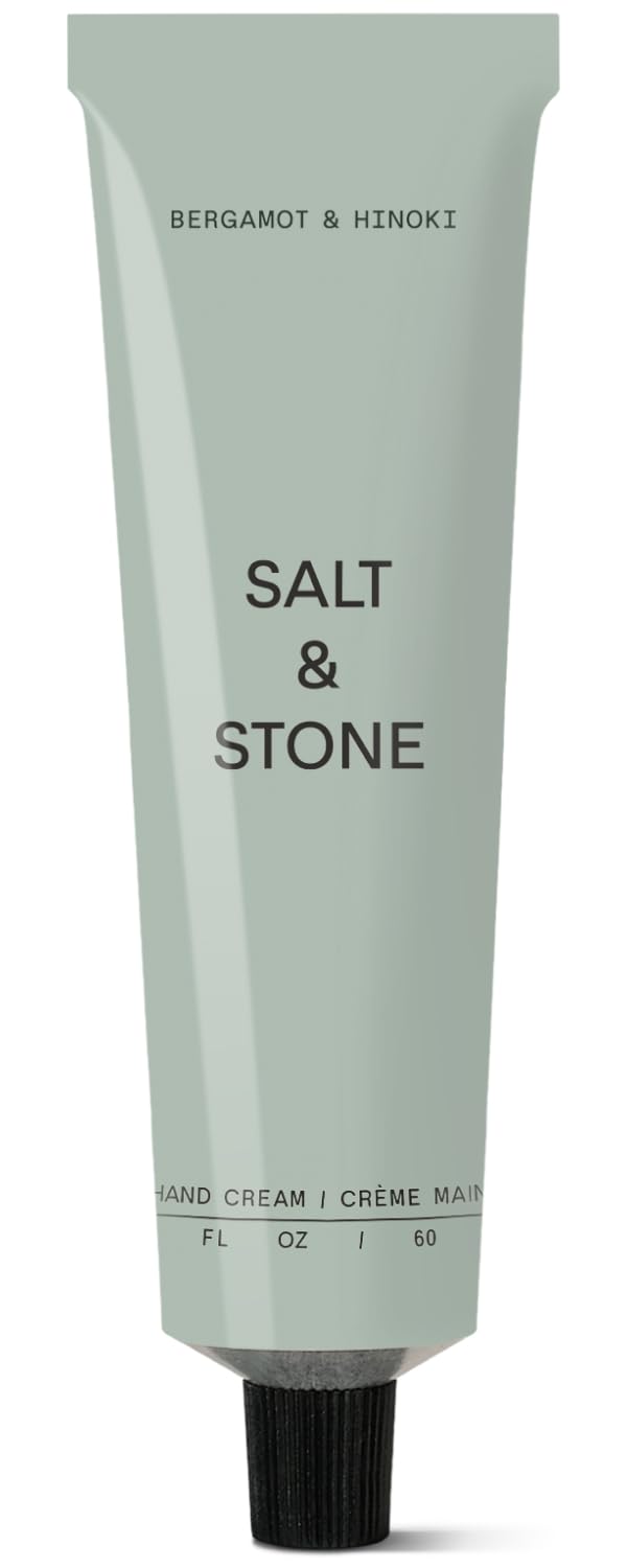 Salt & Stone Hand Cream for Women & Men | Bergamot & Hinoki | Hydrates, Nourishes & Softens Skin | Restores Dry Cracked Hands | Fast-Absorbing | Cruelty-Free & Vegan (2 fl oz)