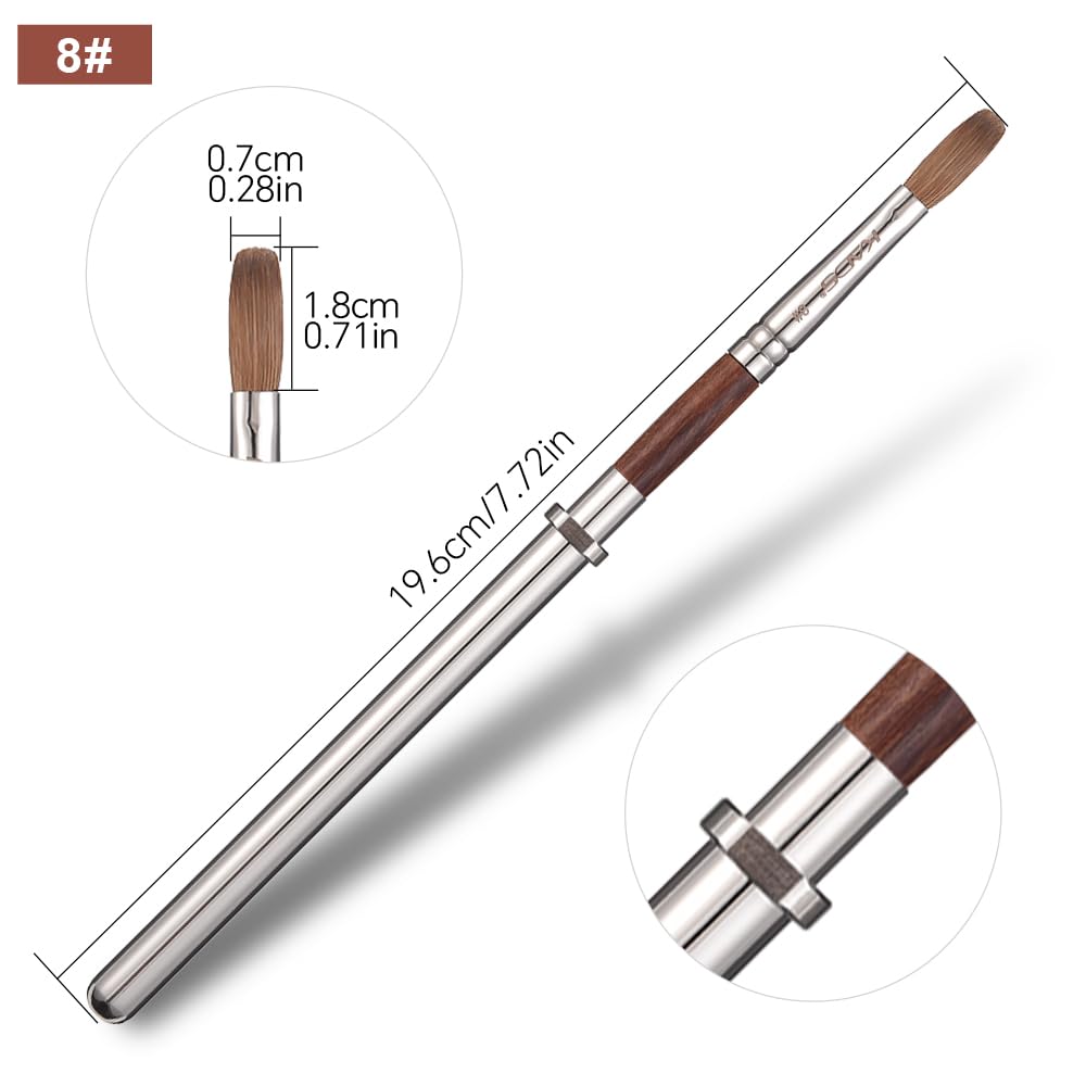 KADS Acrylic Nail Brush with Penholder Nail Brush for Acrylic Application-Oval Shaped Powder Nail Design Tools for Professional Manicure DIY Home Salon (8#)