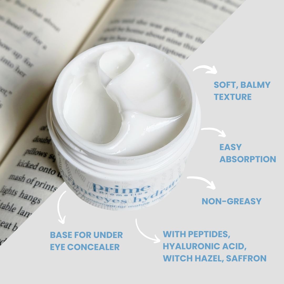 PrimeEyes Hydrate Under Eye Cream for Mature Women – Hydrating Eye Cream for Dark Circles and Wrinkle Repair – Soft, Glowing & Healthy Under Eyes