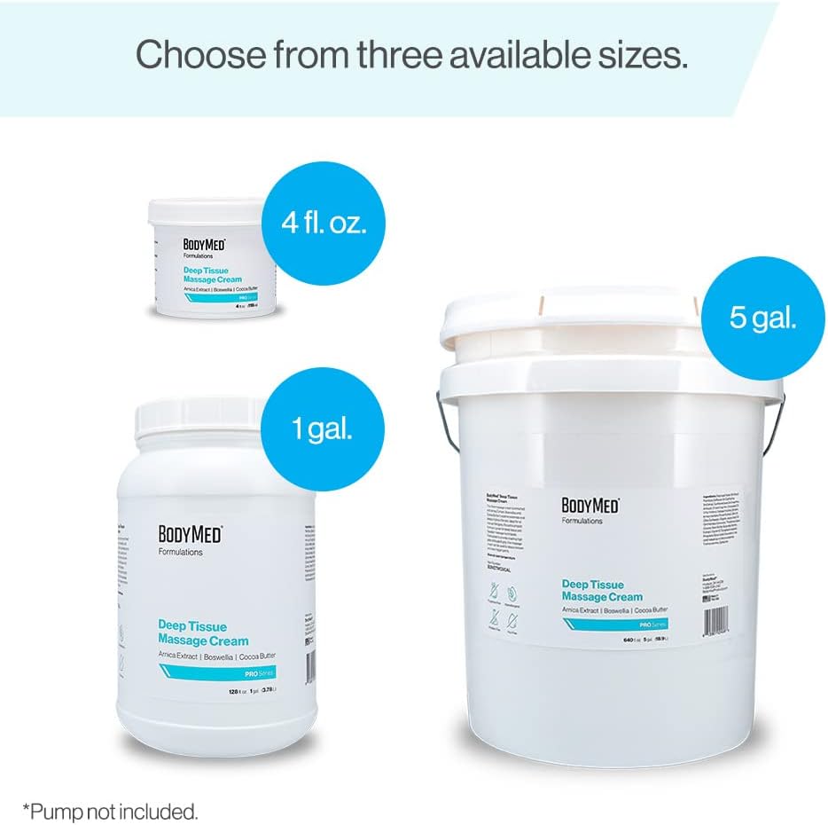 BodyMed Formulations Deep Tissue Massage Cream, 1 gal. – Fragrance-Free, All-Natural Cream for Massage Therapy – Leaping Bunny Certified – with Arnica Extract & Jojoba – Non-Staining, & Paraben Free