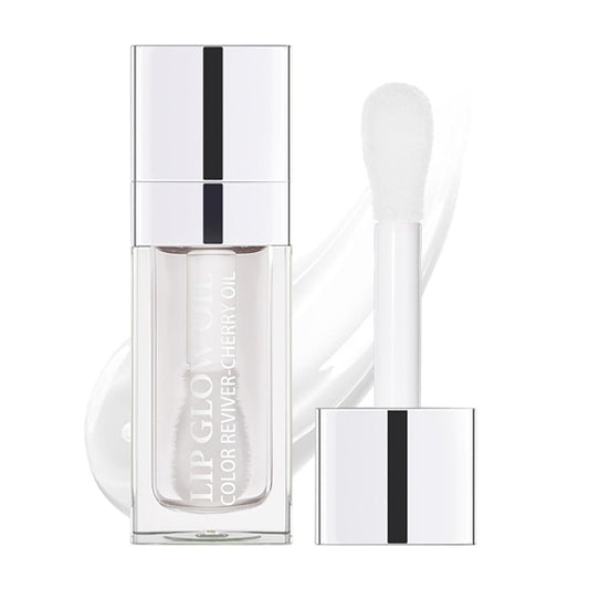 Hydrating Lip Glow Oil, Lip Oil Gloss Transparent Toot Tinted Nourishing Long Lasting Repairing Lightening Lip Lines (CLEAR) 0.2 OZ
