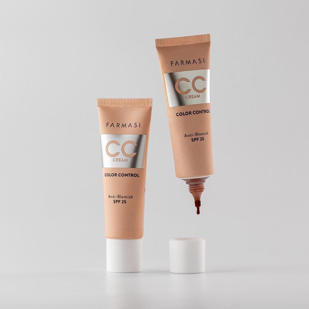 FARMASi CC Color Control Cream, Natural and Flawless Finish, Enriched Formula with Multimineral & Spf 25+, All-Day Hold, All Skin Types, 1 fl. oz, 05 Tan