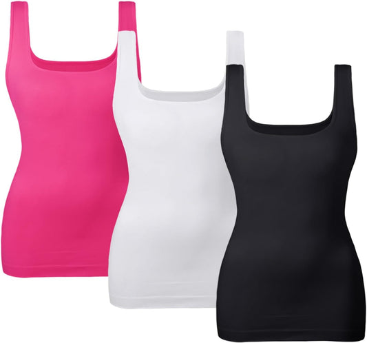 EUYZOU Women's Tummy Control Shapewear Tank Tops Seamless Square Neck Compression Tops Slimming Body Shaper Camisole