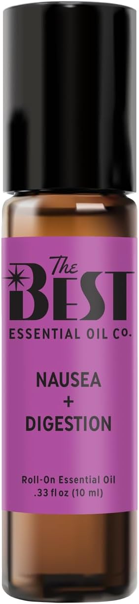 The Best Nausea + Digestion Essential Oil Roll-On Blend- Premium Grade- Pre-Diluted in Coconut Oil- Ready to Use- 10 ml (.33 fl oz)