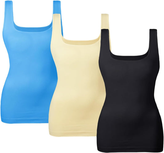 EUYZOU Women's Tummy Control Shapewear Tank Tops Seamless Square Neck Compression Tops Slimming Body Shaper Camisole