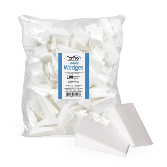 ForPro Professional Collection Beauty Wedges, Latex Free Foam Sponges, Makeup Blenders for Powder and Liquid Makeup, 100-Count