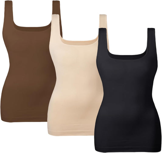 EUYZOU Women's Tummy Control Shapewear Tank Tops Seamless Square Neck Compression Tops Slimming Body Shaper Camisole