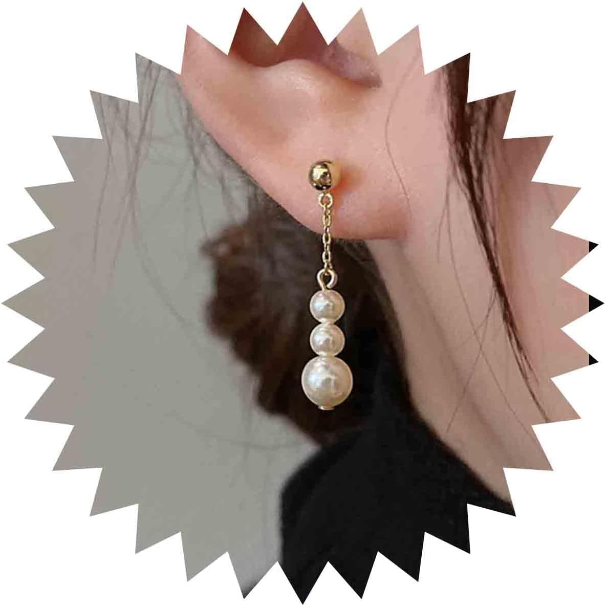Vintage Pearl Drop Earrings Long Pearl Chain Earrings Gold Pearl Tassel Earrings Pearl Beaded Stud Earrings Jewelry for Women