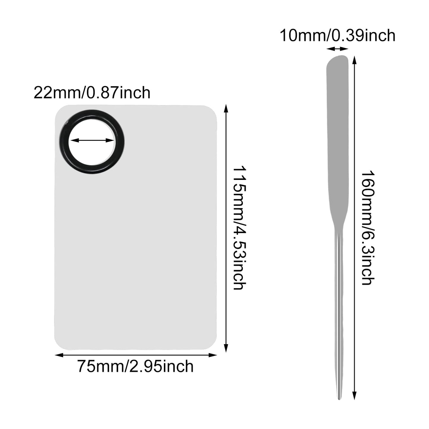 Honbay 1PCS Stainless Steel Makeup Spatula and 1PCS Makeup Mixing Palette with PU Leather Cover for Cosmetic Foundation Pigment Blending
