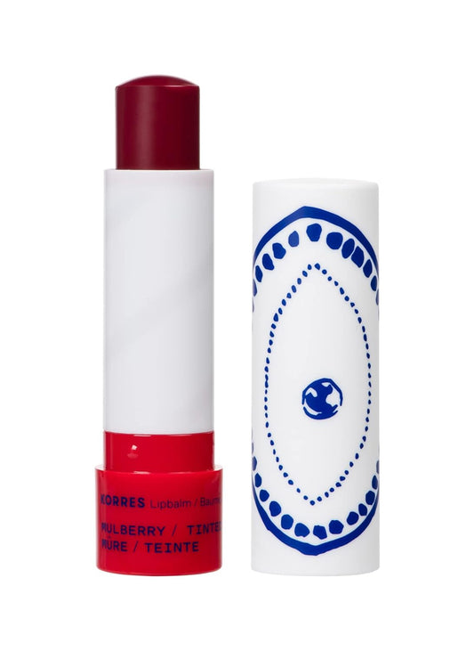KORRES Lip Butter Stick Mulberry Tinted, Hydrating Lip Balm with Greek Hypericum Balsam Oil, Moisturizing Natural Shine and Subtle Tint for Soft Smooth Lips, Lip Care for Women and Men, 0.17 Oz Stick