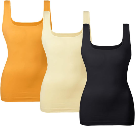 EUYZOU Women's Tummy Control Shapewear Tank Tops Seamless Square Neck Compression Tops Slimming Body Shaper Camisole
