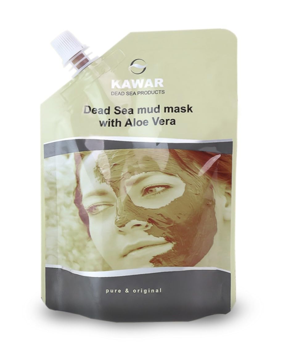 KAWAR Dead Sea Mud Mask with Aloe Vera for Face and Body - Spa Quality Pore Reducer for Acne, Blackheads & Oily Skin, Natural Vegan Skincare for Women, Men - Tightens & Exfoliate - 8.8 oz