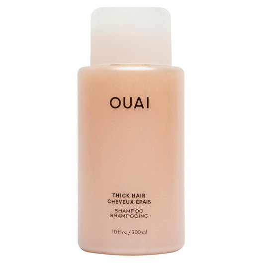 OUAI Thick Shampoo - Moisturizing Shampoo with Keratin, Marshmallow Root, Shea Butter, Avocado Oil for Thick Hair - Strengthens & Hydrates Strands - Paraben, Phthalate & Sulfate Free (10 Fl Oz)